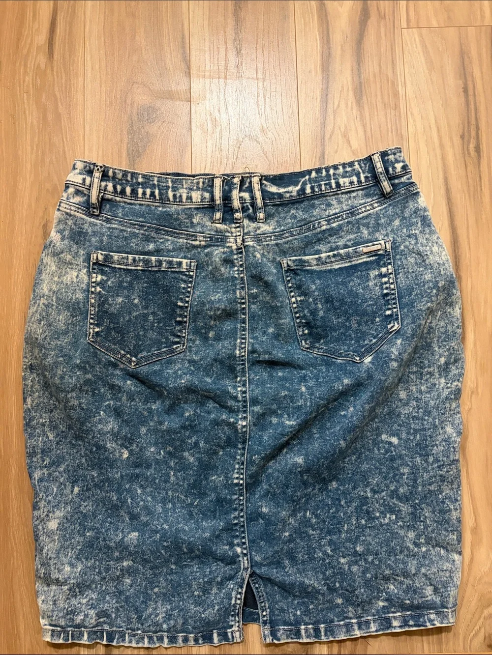 Teeze Me Acid Wash Denim Pencil Skirt - Blue super soft